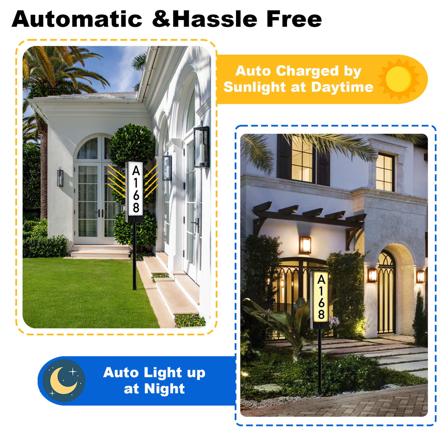 LYTARA Solar House Numbers (vertical)- High Quality, Easy Install, Efficient Lighting