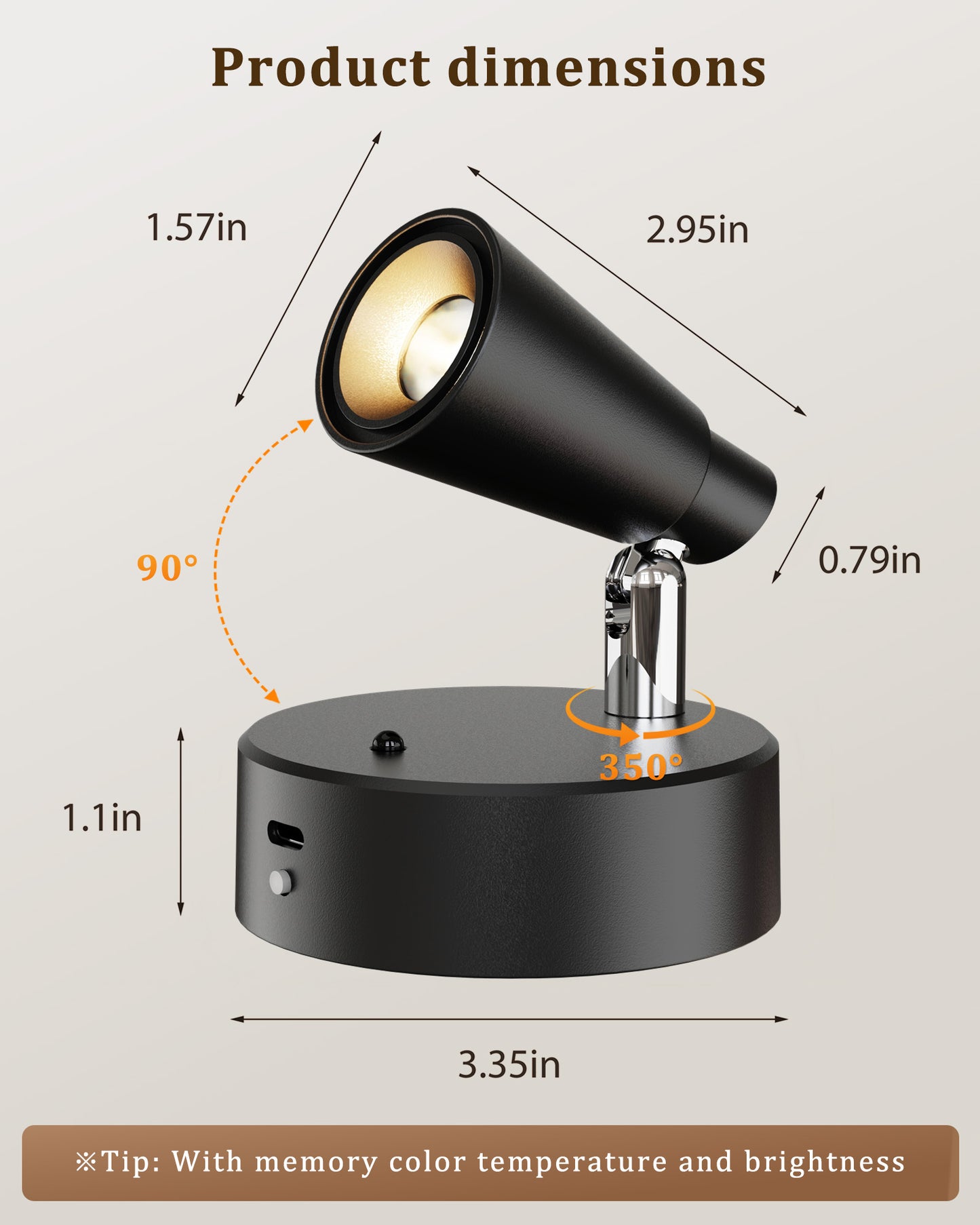 LED Spotlights Indoor, 5500mAh Rechargeable Picture Lights, Dimmable&Timer, 3CCT, Cordless LED Uplights with Remote, Max 150LM, Accent Lighting for Artwork Plants Painting