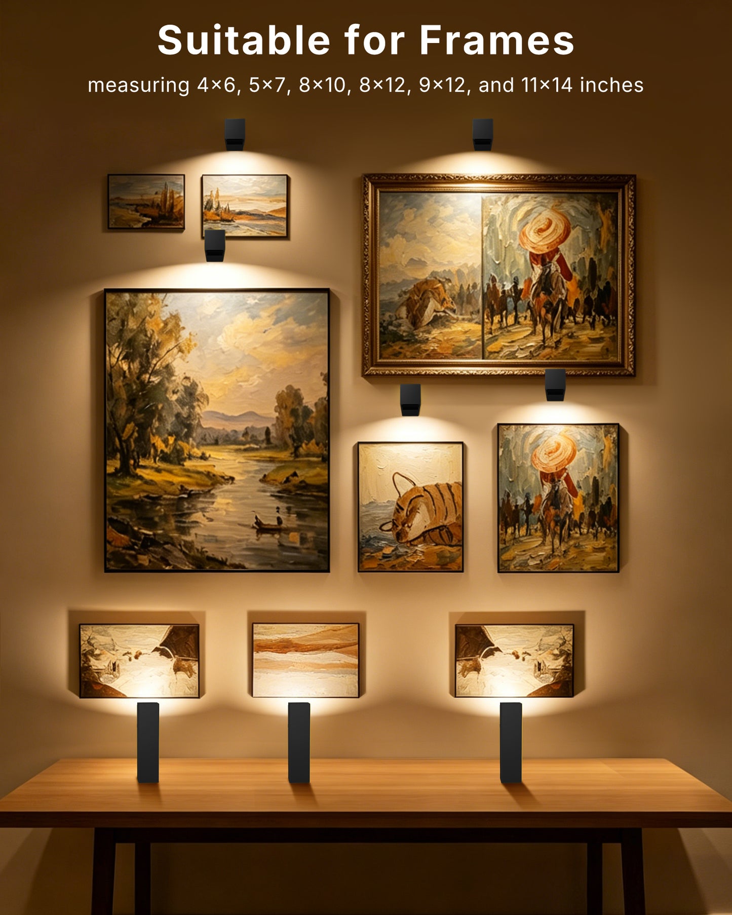 LYTARA Picture Lights for Wall, Metal Rechargeable 5000mAh Battery Lights with 60° Pivoting Head, Remote, Timer, 3 CCTs & Dimmable Magnetic LED Art Display Lights for Painting